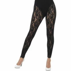 Smiffys 1980s Black Lace Leggings