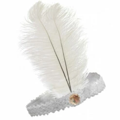 20s Flapper Headband Sequined - White