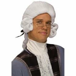 Colonial Man White Historical Wig