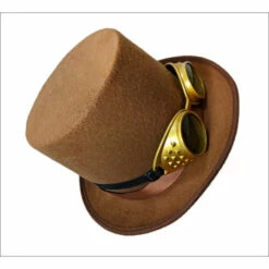Brown Top Hat With Goggles