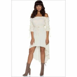 LEG AVENUE Gauze High Low Peasant Dress - Ivory -Smiffys Shop 2700IV gauze high low peasant dress ivory 2