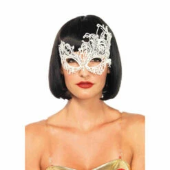 LEG AVENUE Fantasy Venetian Applique Eye Mask-White
