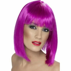 Smiffys Glam Neon Purple Bob Wig