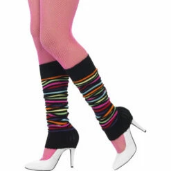 Smiffys Legwarmers - Neon W/ Black Stripe