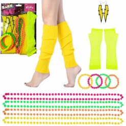Neon 80's Accessory Set - Assorted Colours 9 Neon 80's Accessory Set - Assorted Colours -Smiffys Shop 50 444 neon 80s accessory set yellow