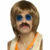 Smiffys 60's Hippie Kit Includes Brown Wig, Lennon Glasses And Moustache -Smiffys Shop 60s brown hippie wig sonny fancy dress costumes brisbane cr