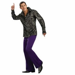 70s Disco Shirt - Silver Stars - Adult