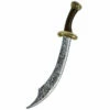 Curved Dagger With Engraving Textured Blade And Gold Hilt -Smiffys Shop 75382 curved dagger cr