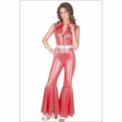 Red/Silver Disco Diva Jumpsuit Costume