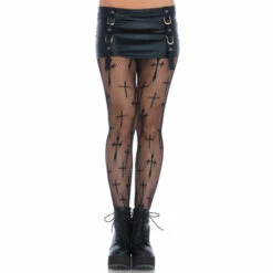 LEG AVENUE Worship Me Cross Net Tights