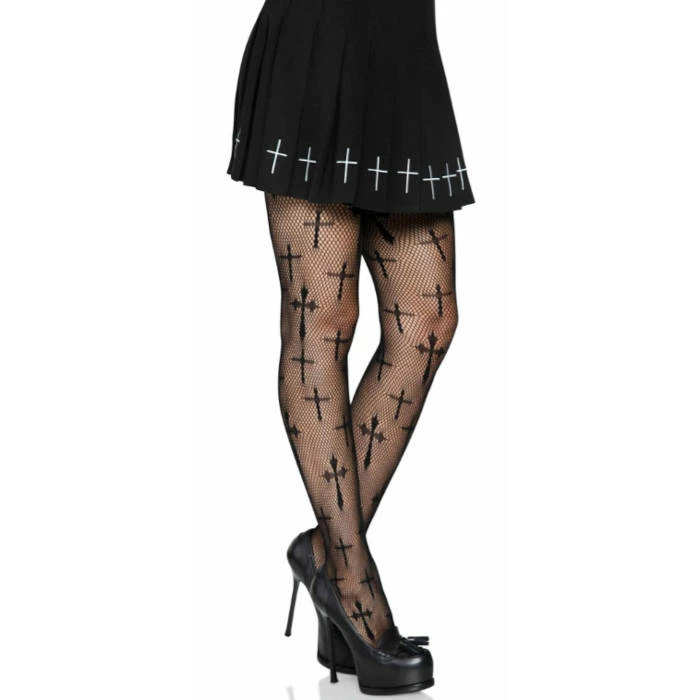 LEG AVENUE Worship Me Cross Net Tights - Plus Size 3 LEG AVENUE Worship Me Cross Net Tights - Plus Size
