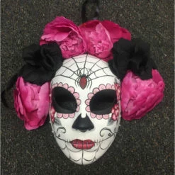 Rosa Day Of The Dead Flower Face Mask