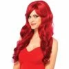 27" Long Wavy Parted Fringe Red Costume Wig - Leg Avenue -Smiffys Shop A2722 long red wavy 27inch wig cr