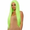LEG AVENUE 33" Long Straight Center Part Wig - Neon Green -Smiffys Shop A2864 leg avenue long straight wig neon green cr