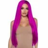 LEG AVENUE 33" Long Straight Center Part Wig - Purple -Smiffys Shop A2864 leg avenue long straight wig purple front cr