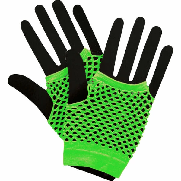 Short Fishnet Punk Gloves-Neon Green 3 Short Fishnet Punk Gloves-Neon Green
