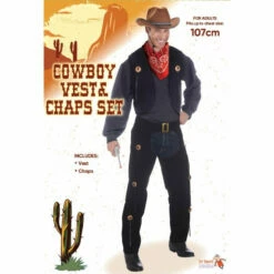 Mens Cowboy Vest And Chaps Set