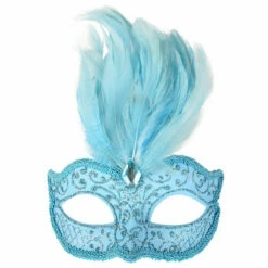 Daniella Feather Mask -Smiffys Shop Daniella lt blue mask cr
