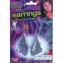Disco Mesh Drop Earrings In Silver