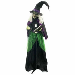 Animated Witch With Book 183cm Halloween Prop