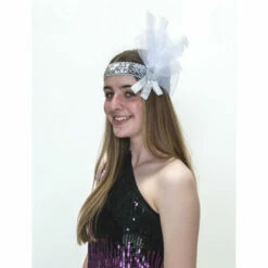 Flapper Headband - Silver And White