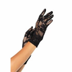 LEG AVENUE Gloves - Short Black Lace