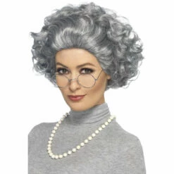 Smiffys Granny Kit Wig, Glasses & Necklace