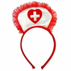 Nurse Headband - White With Red Heart And Cross
