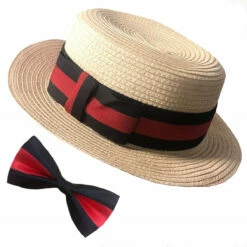 Boater Hat And Bow Tie Set