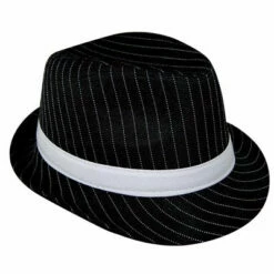 Pinstripe Black And White Gangster Hat