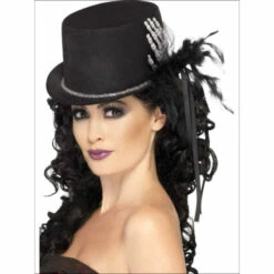 Smiffys Halloween Top Hat With Skeleton Hand - Ladies