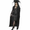 Smiffys Deluxe Witches Cape -Smiffys Shop Ladies Deluxe Black Satin Cape cropped