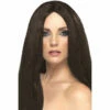 Smiffys Long Straight Brown Star Style Wig -Smiffys Shop Long Straight Brown Wig no fringe cropped
