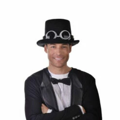 Steampunk Hat With Goggles Deluxe Black