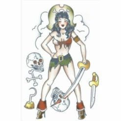 Tinsley Temp Tattoo - Pirate Pin Up Girl