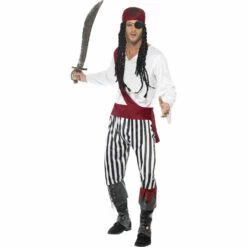 Smiffys Pirate Man Costume - Stripe