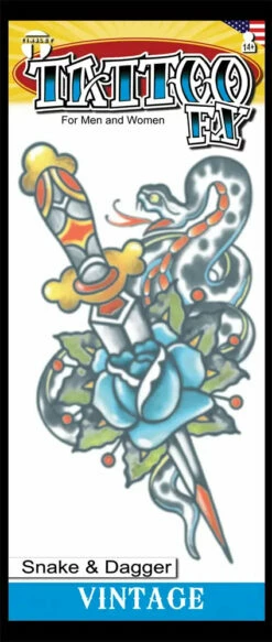 Tinsley FX Temp Tattoo - Snake & Dagger 1910 Vintage