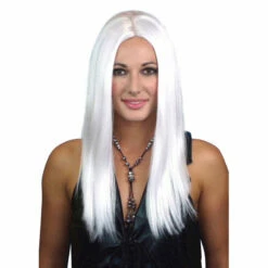 Wig-Long White Center Part