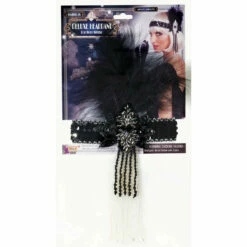 Deluxe Black Flapper Headband Art Deco Style