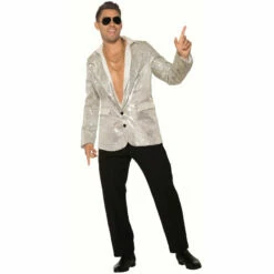 Disco Silver Sequin Blazer-Mens