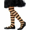 Smiffys Tights Orange & Black - Child -Smiffys Shop girls striped orange and black tights halloween 22079 shop brisbane cr