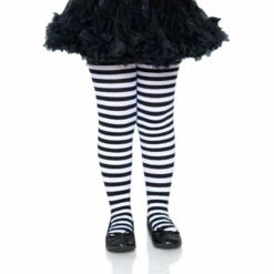 LEG AVENUE Girls Stripe Tights Black & White