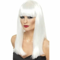 Smiffys White Long Straight Glamourama Wig