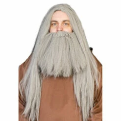 Grey Wizard Wig And Beard Set