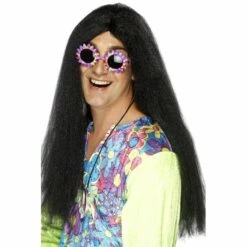 Smiffys Long Black Hippy Wig