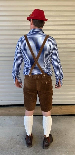 Deluxe Hans Brown Leather Lederhosen - Hire 4 Deluxe Hans Brown Leather Lederhosen - Hire - Image 2