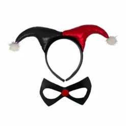 Red & Black Harlequin Clown Set - Headband & Mask