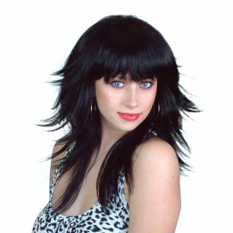 Wig- Black Layered 80s 3 Wig- Black Layered 80s