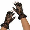Short Lace Fingerless Gloves - Black -Smiffys Shop short black lace gloves fingerless AR6702BK cr