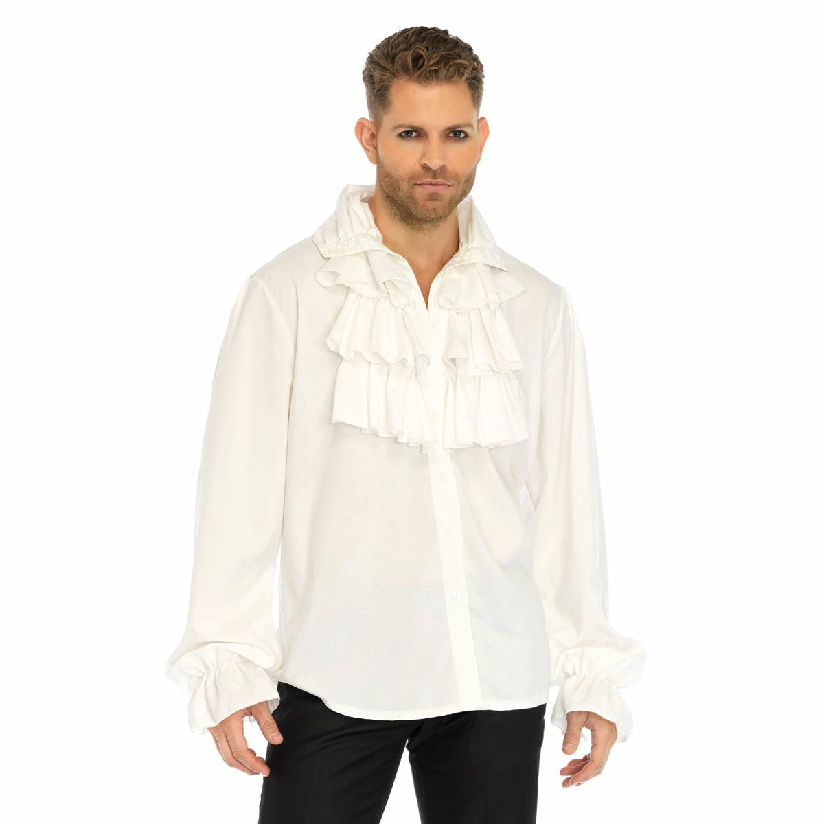LEG AVENUE White Ruffle Front Shirt 3 LEG AVENUE White Ruffle Front Shirt
